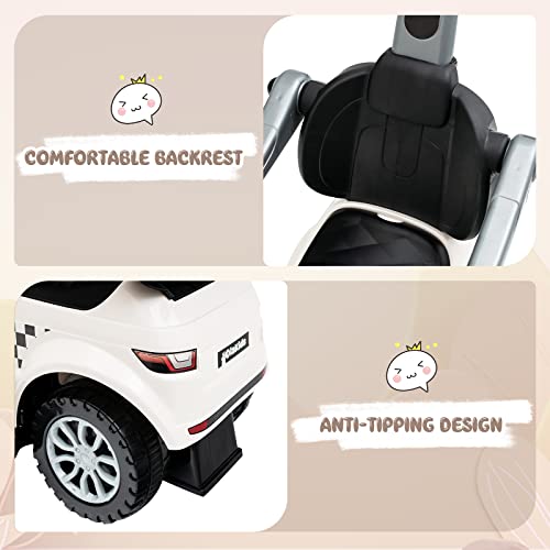 Olakids 4 In 1 Ride On Push Car, Toddlers Stroller Sliding Walking Toy With Horn, Music, Lights, Removable Guardrails And Handle, Underneath Storage, Baby Foot-To-Floor Walker For Boys Girls (White) #TOP7