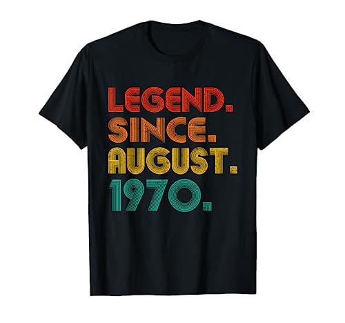Legend Since August 1970 Birth Of Birthday 1970 Idea Vintage Camiseta