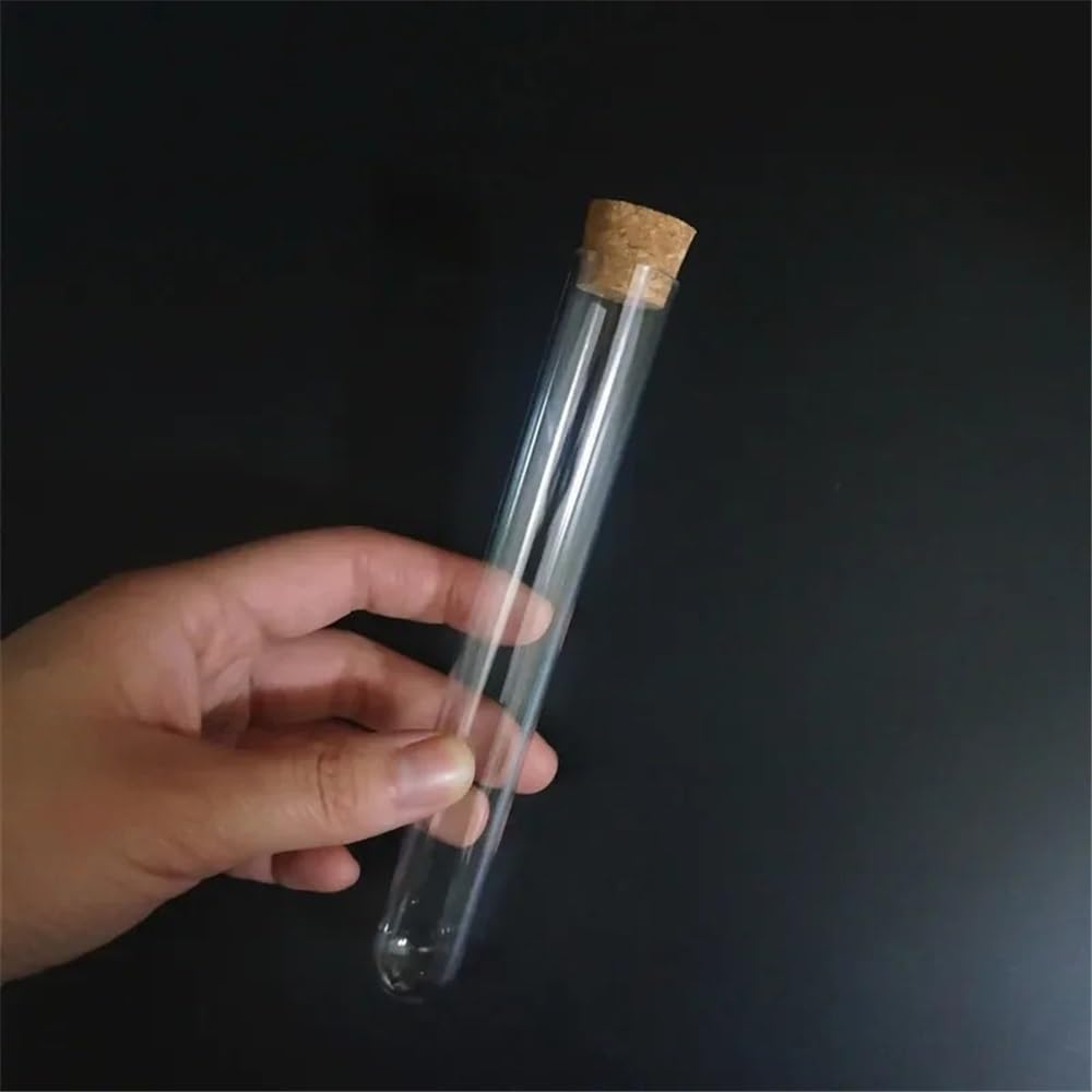 Instrumentos y Equipos de Laboratorio Tubos de ensayo de plástico transparente de fondo redondo con tapón de corcho for cristalería de laboratorio, de 10 a 100 unidades, de 20 x 150 mm.(100pcs)