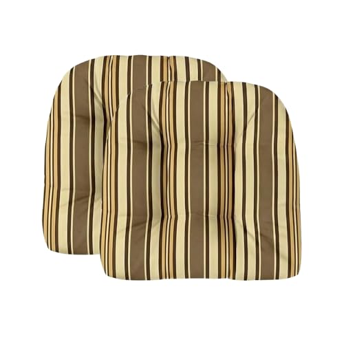 RSH DECOR: Sunbrella Tufted Wicker U-Shape Cushions Set of 2 | 22” x 22” | Outdoor Seat Cushions for Patio Furniture| Crafted with Sunbrella Performance Fabric | Made in USA (Anthony Praline)