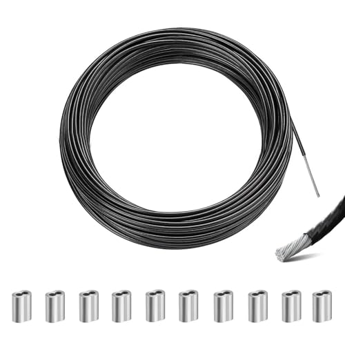 ibubu �X�e�����X���C���[ 2mm 10m�� ���C���[���[�v ��pvc�핢�t�� ���C���[ �r�j�[�� wire rope SUS304�X�e�����X�ގ� 7×7�\�� �ؒf�׏d275kg 10�A���~�X���[�u�t�� �h�K�� �E���h�~ �n�k�΍� �ϐk���C���[ �t�F