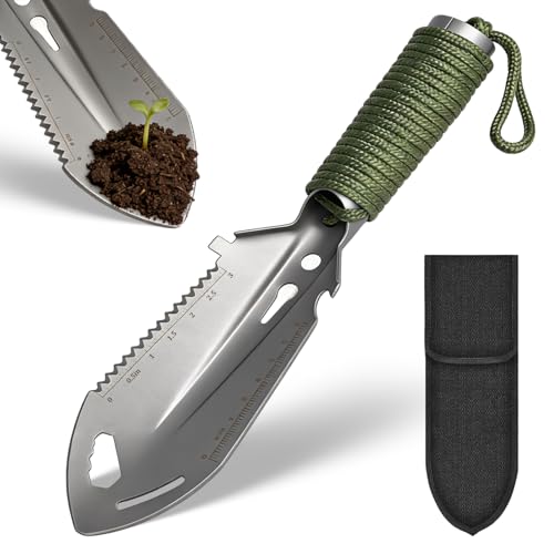 Mini Pelle à Main avec Sac de Transport,9 en 1 Pelle Camping Multifonctionnel,avec Sac de Transport pour Camping, Bivouac, Survie, Randonnée et Jardinage