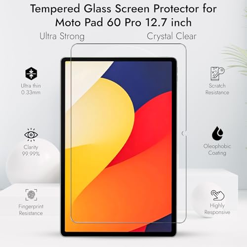 Image of Robustrion Tempered Glass for Moto Pad 60 Pro 12.7 inch 2025 Screen Protector Guard for Motorola Pad 60 Pro 12.7 inch Tablet - 1 Pack