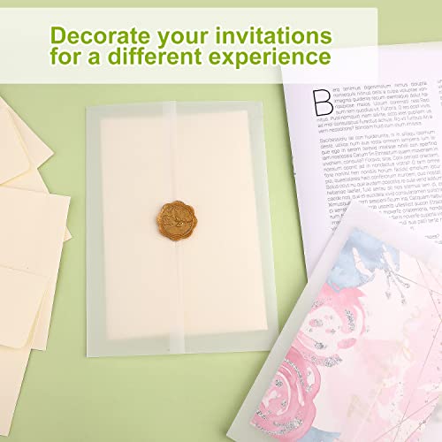 50Pcs Vellum Paper For Invitations, 5X7Inch Pre-Folded Translucent Vellum Jacket Vellum Wrap Jackets For Wedding Invitations Baby Shower Birthday Invitations #TOP3