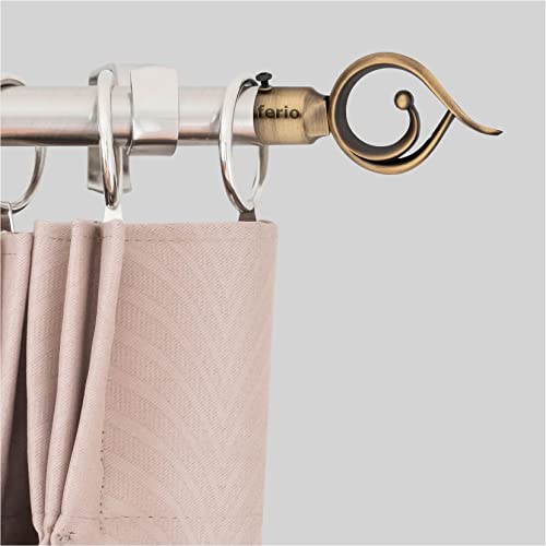 Image of FERIO Brass Finish Zinc Curtain Finials for Door and Window Accessories 1 inch Rod Set of 3 (6 Pcs) Curtain Brackets /Holders for Home Decor