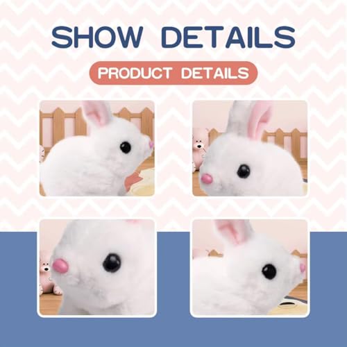 Image of JB'S LAND Interactive Walking Rabbit Toy for Kids - Hopping Bunny Toy with Sound & Moving Ears, Plush Electronic Pet Toy - Best Gift for Toddlers & Children