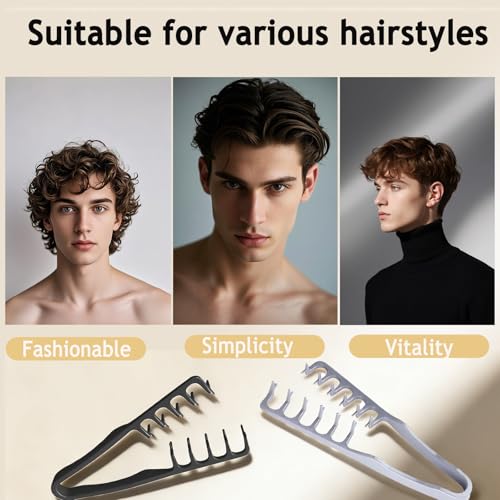 Peine texturizador para hombre, 2 piezas, negro y gris miniatura 5