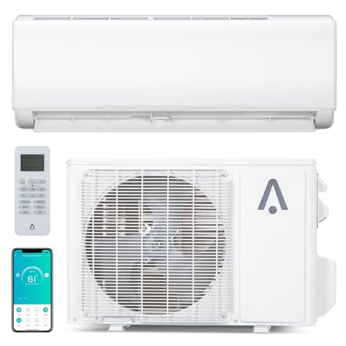 Mini Split Air Conditioner Heat Pump, 9000BTU 7-in-1 AC Inverter Unit 115V Alexa & Wifi 19 SEER2 Up to 450 Sq.ft R32 7 Fan Speeds