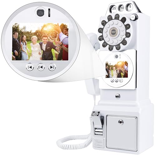 FiayaCom Video Guest Book, Audio Guest Book Wedding Phone, Record Preserve Your Special Occasions, for Wedding, Bridal Shower, Baby Shower, Birthday, Graduations, Anniversary (Wall Hanging, White)