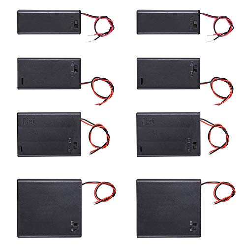 8 Pcs AA Battery Holder Case Box Wire Leads On/Off Switch with Cover