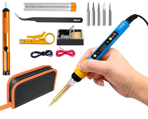 【収納ケース付き 80W豊富セット】デジタル表示 はんだごてセット...