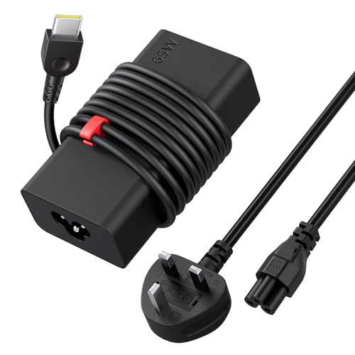 DINTYOU 65W Charger USB C, Slim USB Type-C Laptop Charger Compatible with Lenovo ThinkPad X1 Carbon, T470 to T16 Series and More, Includes UK Travel Power Cord