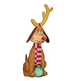 Gemmy Dr. Seuss The Grinch Reindeer Max w/Ornament Airblown Inflatable Decoration 5 ft