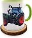 Produktbild Kilala Traktortasse mit Wunschname, Namenstasse Trecker Henkelbecher für kleine & große Landwirte grün