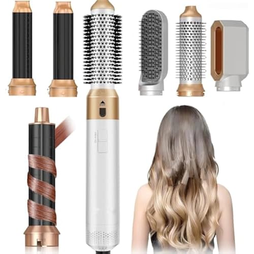 Hair Dryer Brush 5 in 1, Negative Ion Blow Dryer Brush Set - 110,000 RPM High -Speed Hot Air Brush Air Styler Curling Wrap Air Curler,Curling Iron Hair Styling Tool for Straight Curl Drying Smoothing