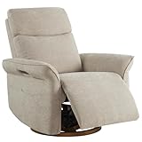 CHITA Power Recliner Chair, Electric Triple-Motor Swivel Glider Nursery Rocking Chair with Adjustable Power Headrest and Lumbar Support, GREENGARD Gold Certified, Solid Wood Base, Khaki Grey