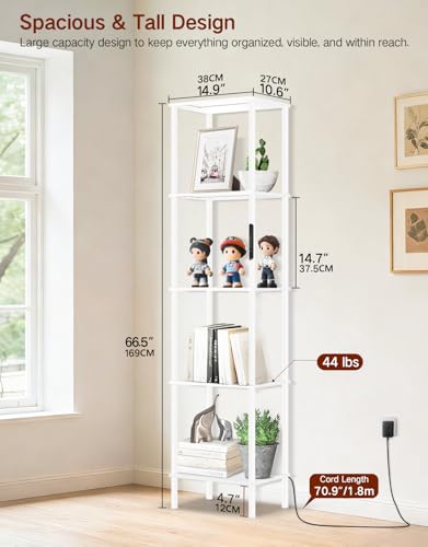 Lámpara de pie y librería integrada que ahorra espacio con tres tonos de luz 3