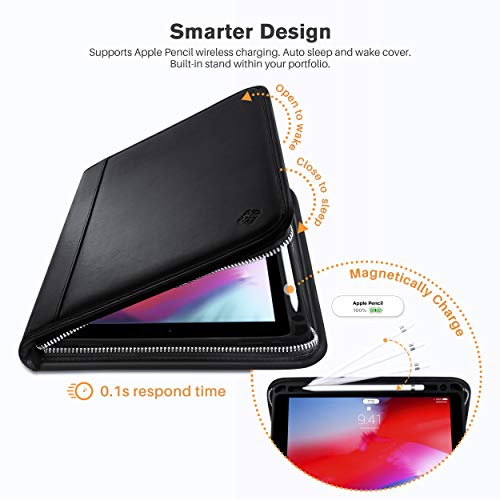 Roocase Wilshire Case - Ipad Air (3Rd Gen) 10.5 2019 / Ipad Pro 10.5 2017 Executive Portfolio Case - Magnetic Ipad Case, Organizer, Apple Pencil Holder For Ipad Air 10.5 3Rd Gen 2019, Black #TOP4