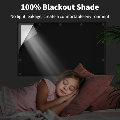 JUJIBL Magnetic Blackout Window Cover, 100% Blackout Shades for Bedroom No Drill Black Out Window Blind Temporary Shades for Nursery Removable Black Out Curtains for RV, Media Room 57x118 inch by JUJIBL - Image 3