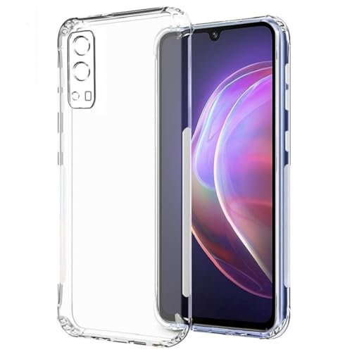 Image of COVERBLACK Soft Bumper Back Case with Cushioned Edges with Color Button Shockproof Back Cover for Vivo Y72 5G Old - Transparent
