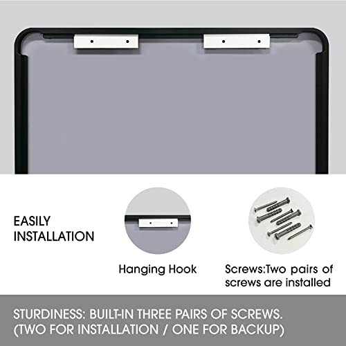 Okpal 40 Inch Bathroom Mirror, 40X32 Black Framed Wall Hanging Vanity Mirror, Modern Rounded Corner Rectangle Mirror(Horizontal/Vertical) #TOP3