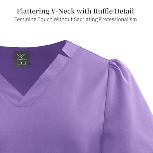 VIAOLI Fashion Scrubs for Women Set - Women Scrub Top and Belted Straight Leg Pants for Nurse Uniform Scrubs Set - image 4