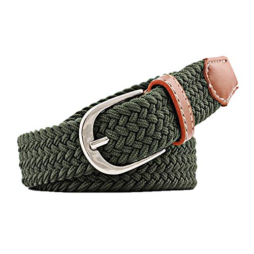 Andongnywell Woven Elastic Stretch Belt Multicolored Braided Belts Waist Accessories with Matching Covered Buckle