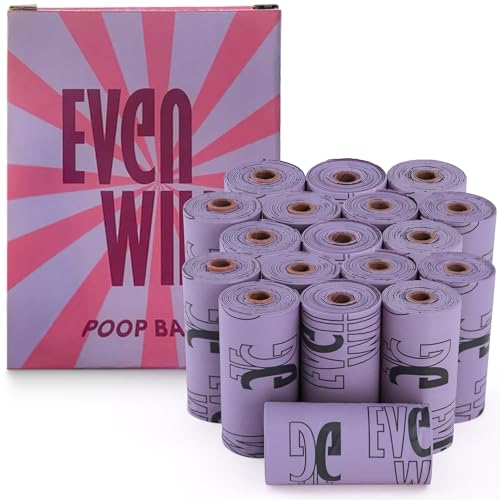 Image of Purple Poop Bags, 18 Rolls: Dog Waste Bags, 9 inchx13 inch, Unscented, Leak-Proof, Cornstarch Blend