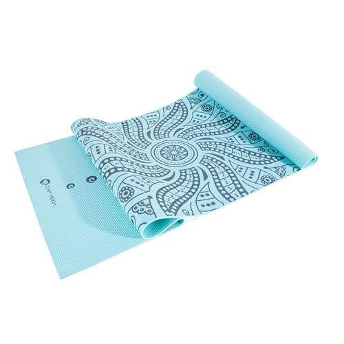 CAP Yoga Mat with Carry Strap 5mm Mandala Design Light Blue