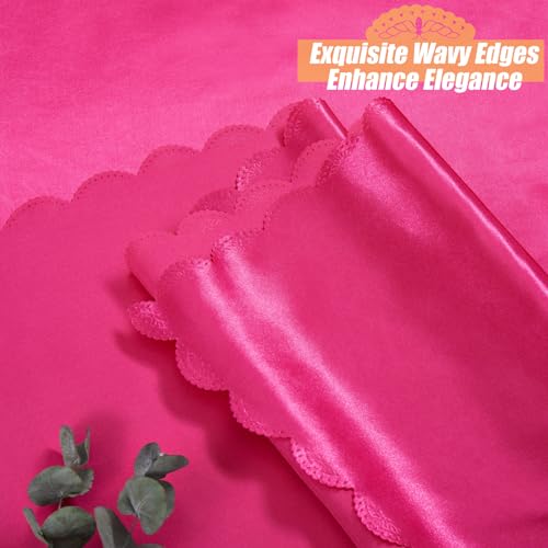 Entisn 4 Pack Hot Pink Satin Tablecloth 54 x 54 Inches Table Cloth, Square Silky Tablecloth Smooth Table Cover Decoration for Wedding Party Holiday Dinner by Entisn - Image 4