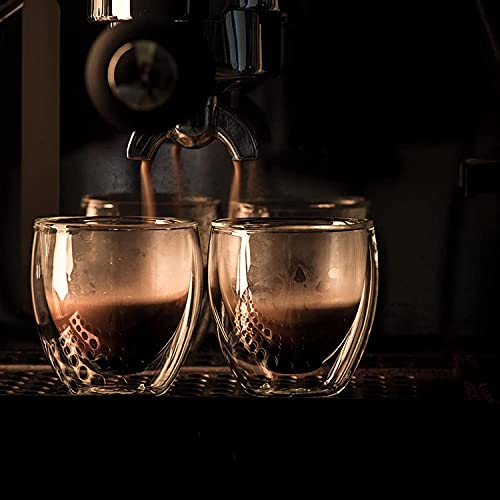 P-PLUS INTERNATIONAL 4 Pack Espresso Cups, 80ml Double Wall Thermo Insulated Espresso Cups, Glass Coffee Cups (Pack of 4) - Image 5