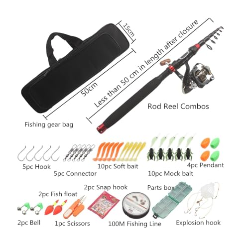 Image of Comfortable Extended Handle Carbon Short Section Contraction Road Sub Rod Fishing Gear Set Throw