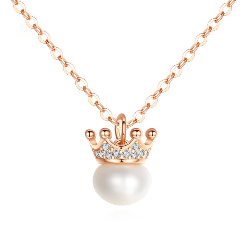 Collier de perles d'eau douce argent S925, chaîne de clavicule couronne tendance