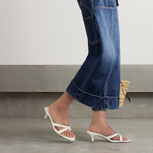 Image of Dsevht Gold Kitten Heel Sandals for Women Flip Flop Strappy Mule heels Rounded Open Toe Heeled Thong Sandals Women