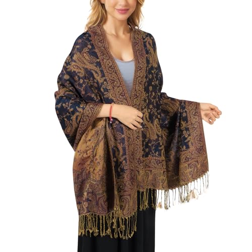 Lamca Women Pashmina Shawls and Wraps Scarf Soft Silky Reversible Paisley Scarves Shawl for Women UK