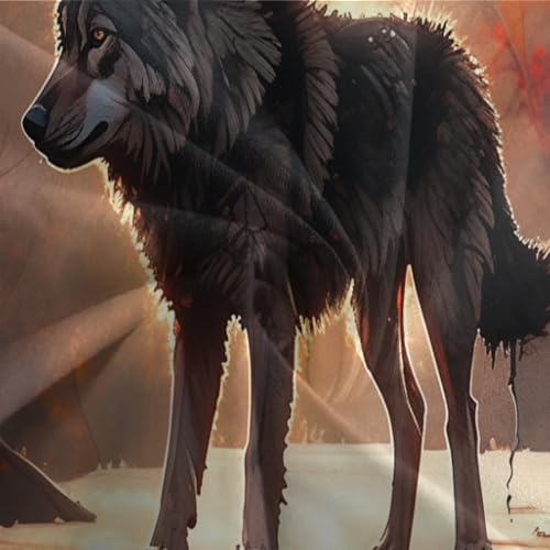Taie d'oreiller et housse de couette loup anti-plis en microfibre
