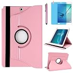 Case for Samsung Galaxy Tab A 9.7 inch 2015 (SM-P550 SM-T550 SM-T555) - 360 Degree Rotating Stand Case Smart Protective Cover,With Stylus Pen,Screen Film (Pink)