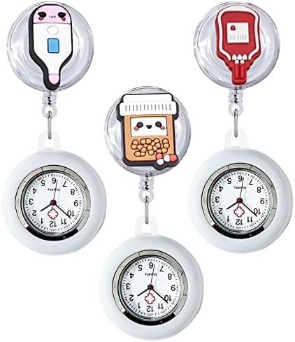 5 Stück Krankenschwester Uhren Set - Silikon Schwesternuhr Mit Clip - Leuchtzeiger Für Ärzte Und Pflegepersonal