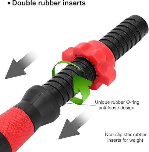 2 x Dumbbell Bars 40cm - Adjustable Weight Dumbbell Bar Set with Collars, Steel & ABS Construction for Home Gym Strength Training, Bodybuilding & Fitness (Black & Red) - Image 6