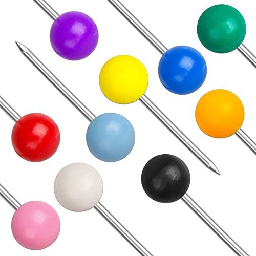 Yalis Push Pins 600-Count Map Tacks Marking Pins 1/8-Inch Plastic Beads Head, 10 Assorted Colors #TOP2