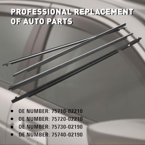 Newsmarts for 2009-2012 for Toyota Corolla Weatherstrip, 4pcs Chrome Window Seal Car Window Moulding Trim Seal Belt for 09 10 11 12 for Toyota Corolla Sedan (Replace Part #: 75710-02210)