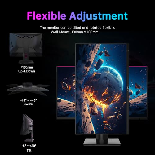 27-Inch 2K Gaming Monitor, 180Hz Refresh Rate, QHD 2560 * 1440 Fast IPS Screen, 1ms, 124% SRGB, FreeSync G-SYNC, Full HD, VESA Mount - Monitor - Immagine 5