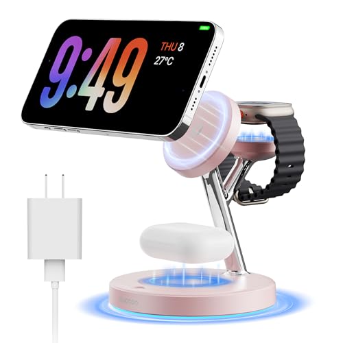 2025 3 in 1 Charging Station Compatible with Mag-Safe Charger Wireless Charger S - Photo 23 sur 37
