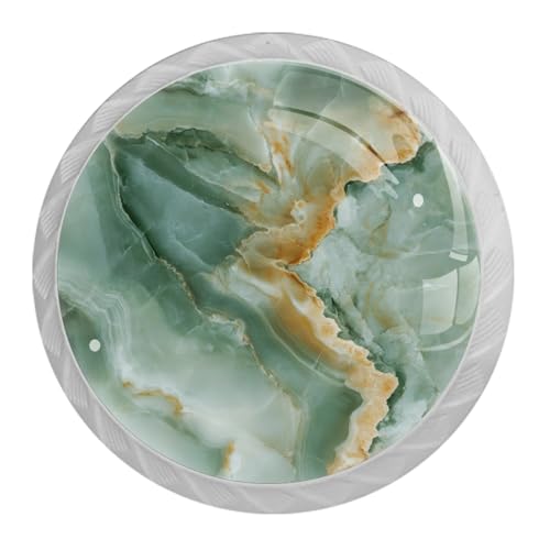 EGJHNSKZ Set of 4 Sage Green Abstract Marble Texture Round Knobs for Drawers Dresser, Decorative Cabinet Knobs Pull Handles for Kitchen Nursery Bathroom Kids Room