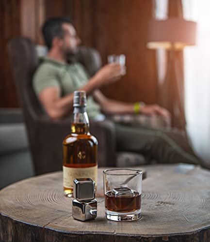 Gifts for Men, Unique Fathers Day Gift, Whiskey Stones Reusable Ice Cubes, Bar Accessories, Mens Birthday Gift Ideas, Cool Stuff for Him Dad Husband, Christmas Stocking Stuffers