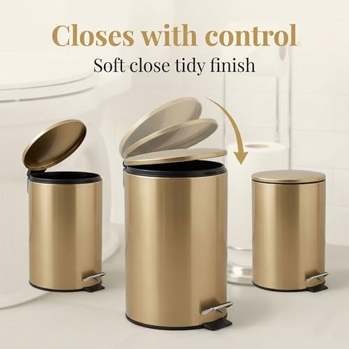 Caneca de basura dorada cepillada, 3 litros miniatura 5