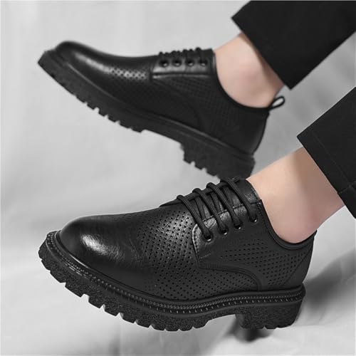 Men's Breathable Hollow-Out Leather Loafers Summer Business Casual Dress Shoes Thick Sole Comfortable Oxford Sandals for Men3