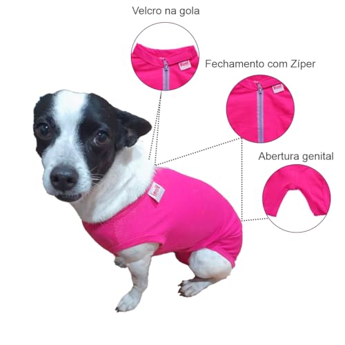 Roupa Pós Cirúrgica Pet Para Castração de Cachorro Macho e Fêmea - Vermelho Verde Rosa Roxo Azul (Ro