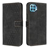 OKZone Kompatibel mit OPPO A73 2020 4G/OPPO F17 Hülle, PU Leder Handyhülle Tasche Wallet Schutzhülle OPPO A73 2020 4G/OPPO F17, Flip Cover Klappbar Brieftasche Etui mit Magnet TPU Lederhülle (Schwarz)