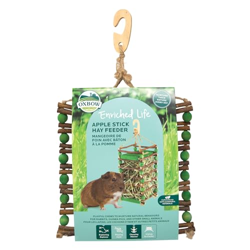 Oxbow Enriched Life Apple Stick Hay Feeder, Rabbit Toys, Guinea Pig Toys, Enrichment for Bunny, Guinea Pig, Hamster, Rabbit, Chinchilla, Chinchilla Cage Accessories, Small Pet Accessories for Cage